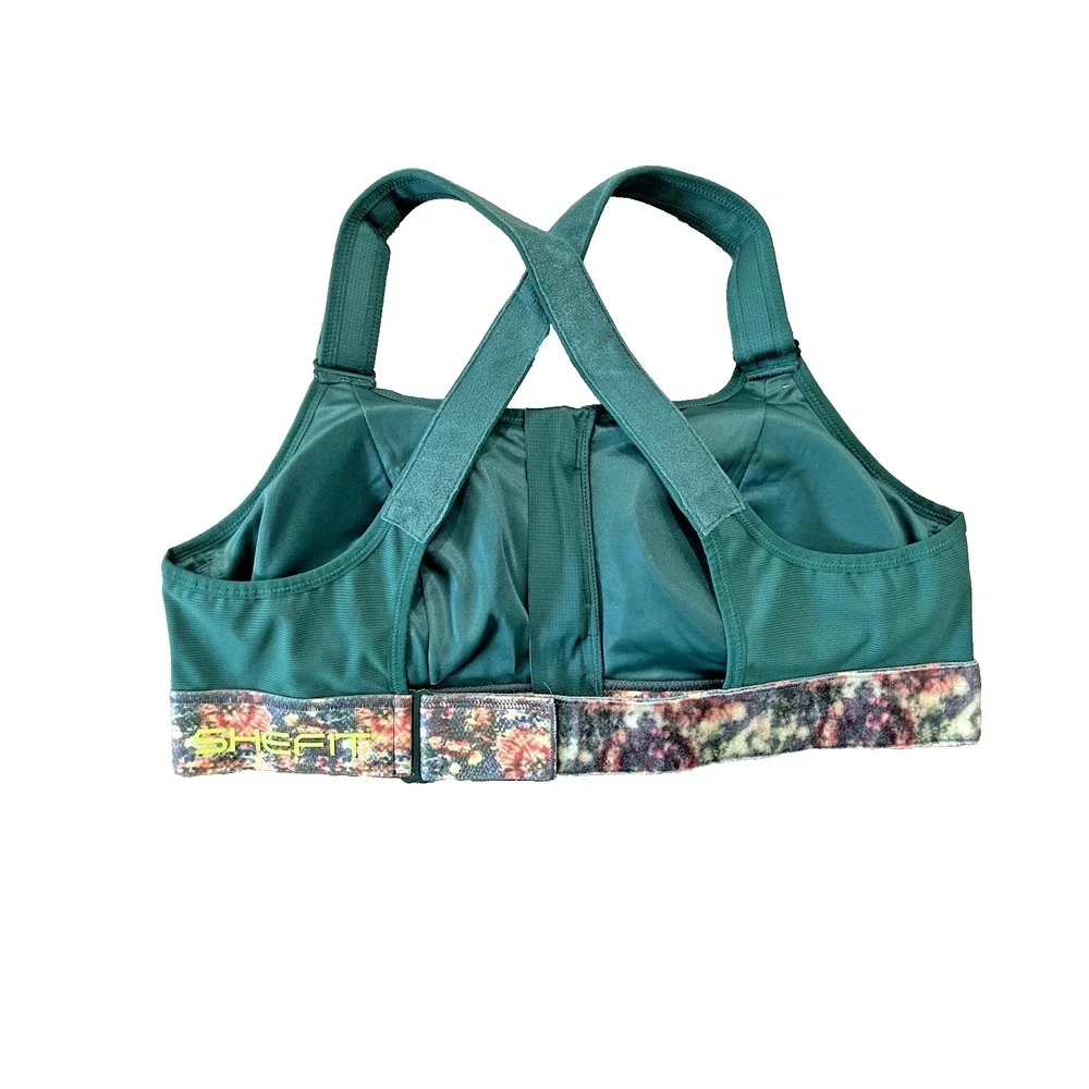 SHEFIT Ultimate High Impact Sports Bra Green Conquer Multi Print Size 2 Luxe NEW